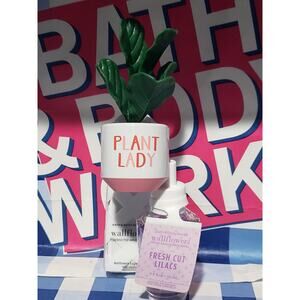 BBW Potted Plant Lady Wallflower Plug In w. Fresh Cut Lilacs Refill Home Decor